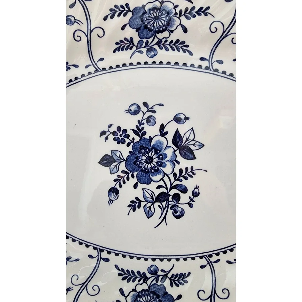 Johnson Bros Indies Serving Platter Large 12in Blue White Floral Bird EXC